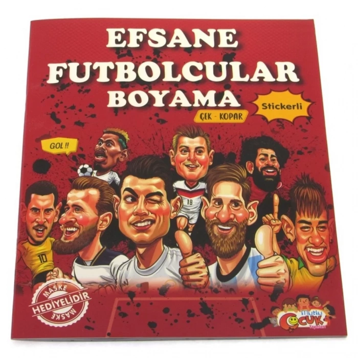 Üreticiniz Efsane Futbolcular Çıkartmalı Maskeli Boyama Kitabı
