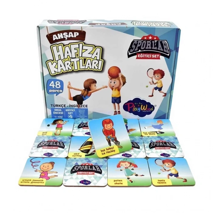 Üreticiniz Eğitici Ahşap Hafıza Kartları Sporlar