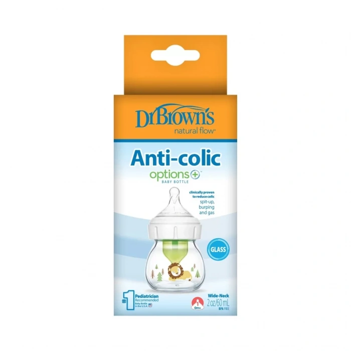 Üreticiniz Geniş Ağız Anti Kolik Options+ Cam Biberon 60 Ml