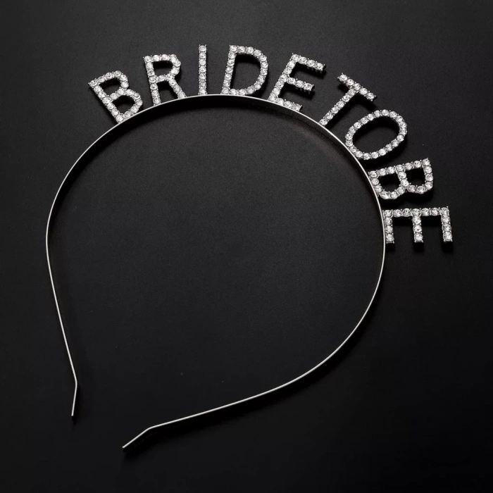 Üreticiniz Gümüş Kaplama Kristal Taşlı Bride To Be Gelin Tacı 16x17 Cm