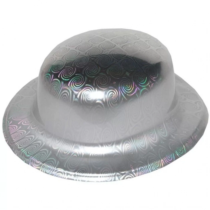 Üreticiniz Gümüş Renk Hologramlı Plastik Yuvarlak Melon 27x24 Cm
