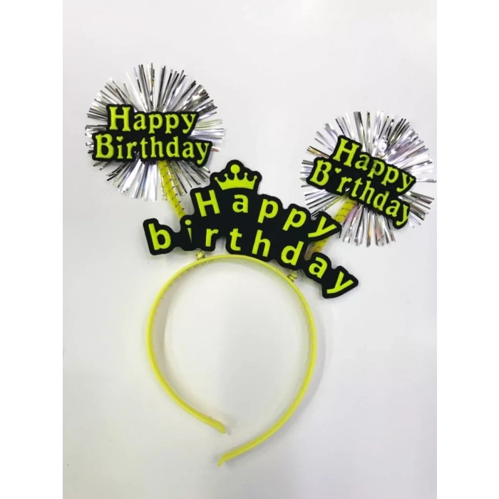 Üreticiniz Happy Birthday Neon Renk Doğum Günü Tacı 12 Adet