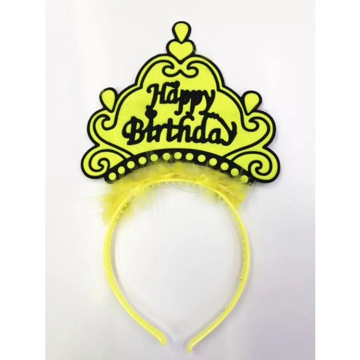 Üreticiniz Happy Birthday Yazılı Neon Renk Taç 12 Adet