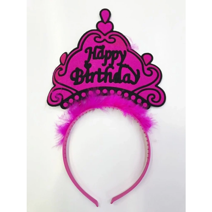 Üreticiniz Happy Birthday Yazılı Neon Renk Taç 12 Adet