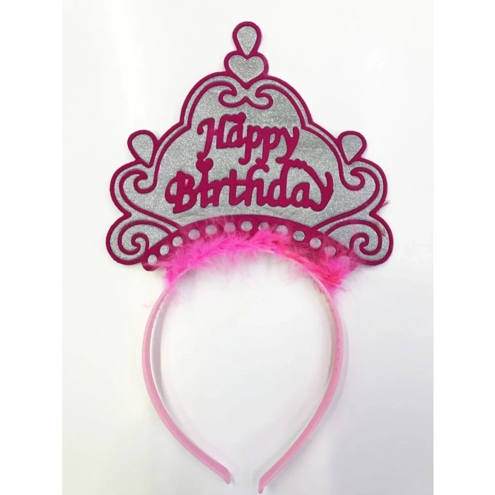 Üreticiniz Happy Birthday Yazılı Neon Renk Taç 12 Adet