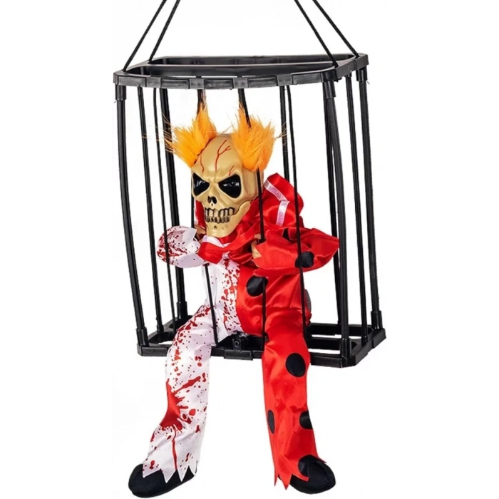 Üreticiniz Hareketli Sesli Sensörlü Mahkum Joker İskelet Dekorasyon 22x27 Cm