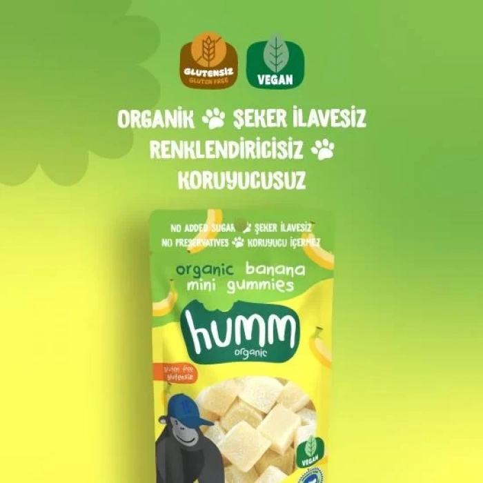 Üreticiniz Humm Organik Muzlu Glutensiz Vegan Mini Küpler 30 Gr