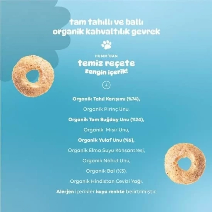 Üreticiniz Humm Organik Tam Tahıllı Ve Ballı Kahvaltılık Gevrek 80 Gr