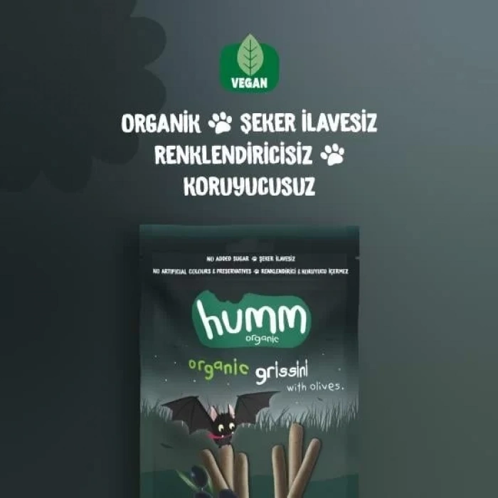 Üreticiniz Humm Organik Vegan Zeytinli Grissini 55 Gr