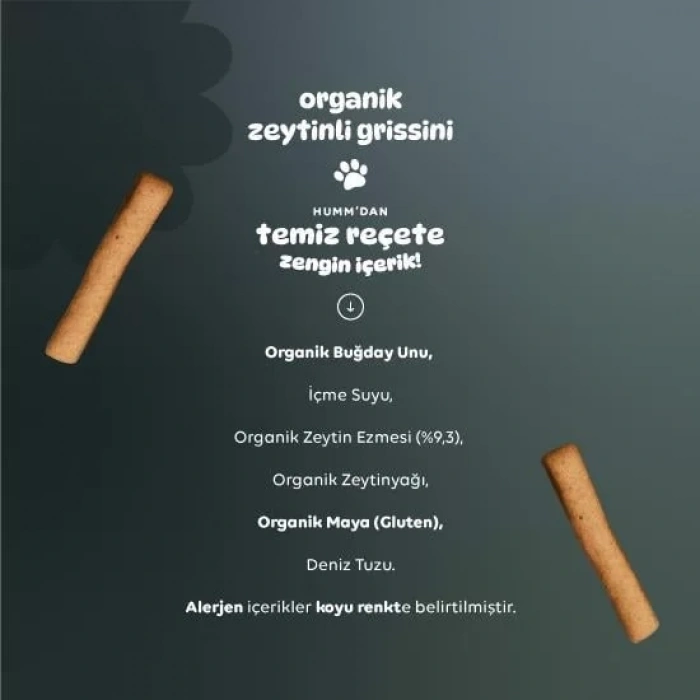 Üreticiniz Humm Organik Vegan Zeytinli Grissini 55 Gr