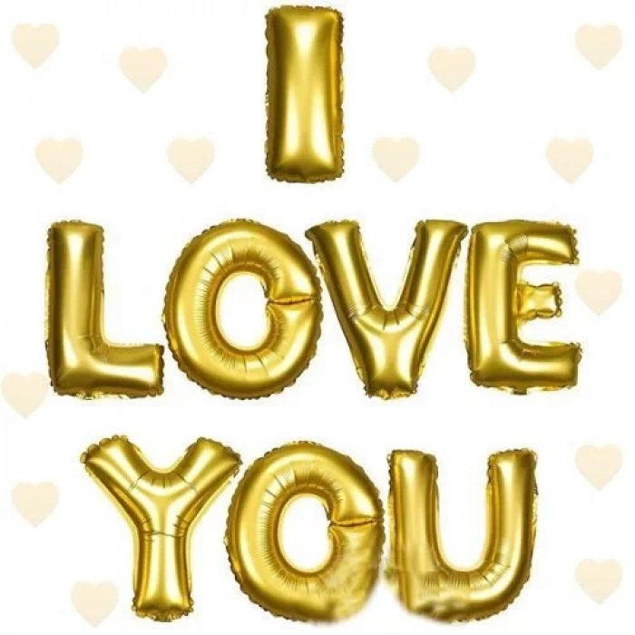 Üreticiniz I Love You Folyo Balon Altın Renk 35 Cm