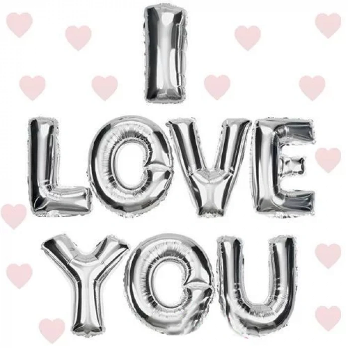 Üreticiniz I Love You Folyo Balon Gümüş Renk 35 Cm