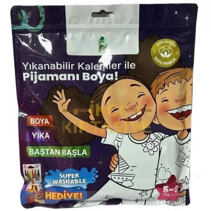Üreticiniz Kalem Hediyeli Boyanabilir Pijama 5-6 Yaş