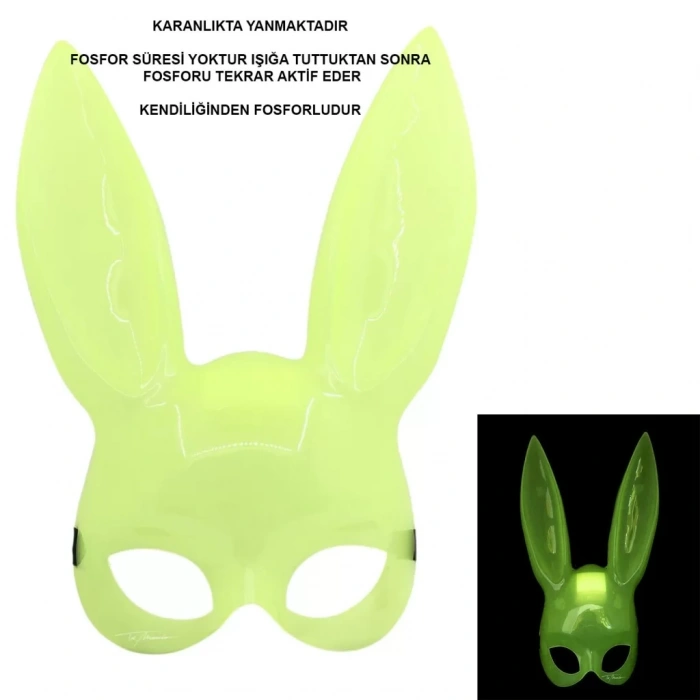 Üreticiniz Karanlıkta Yanan Glow Floresan Tavşan Maskesi 32x22 Cm