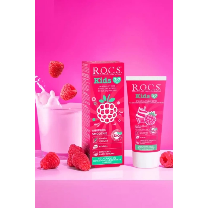 Üreticiniz .kids Ahududu Smoothie Tadında Florürsüz Diş Macunu 45 Gr