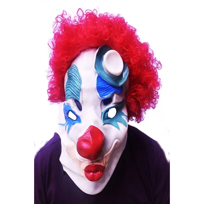 Üreticiniz Kırmızı Renk Afro Bonus Peruklu Palyaço Maske Nessiworld
