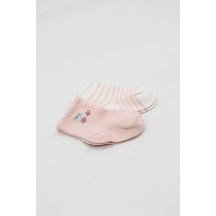 Üreticiniz Little Girl Penye Soket Çorap 2li 10139 Pembe Ekru