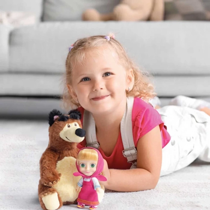 Üreticiniz Masha İle Koca Ayı 20 Cm Peluş 12 Cm Bebek Mha21000