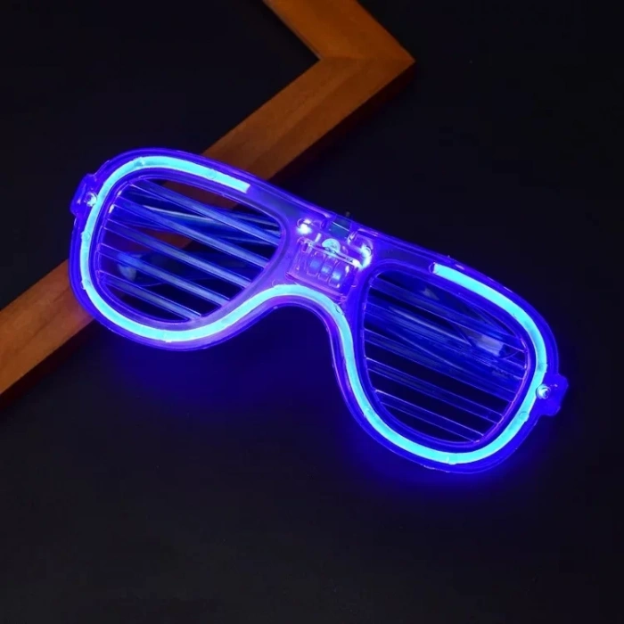 Üreticiniz Mavi Led Işıklı Parti Gözlüğü - Neon Glow Şerit Gözlük 3 Modlu