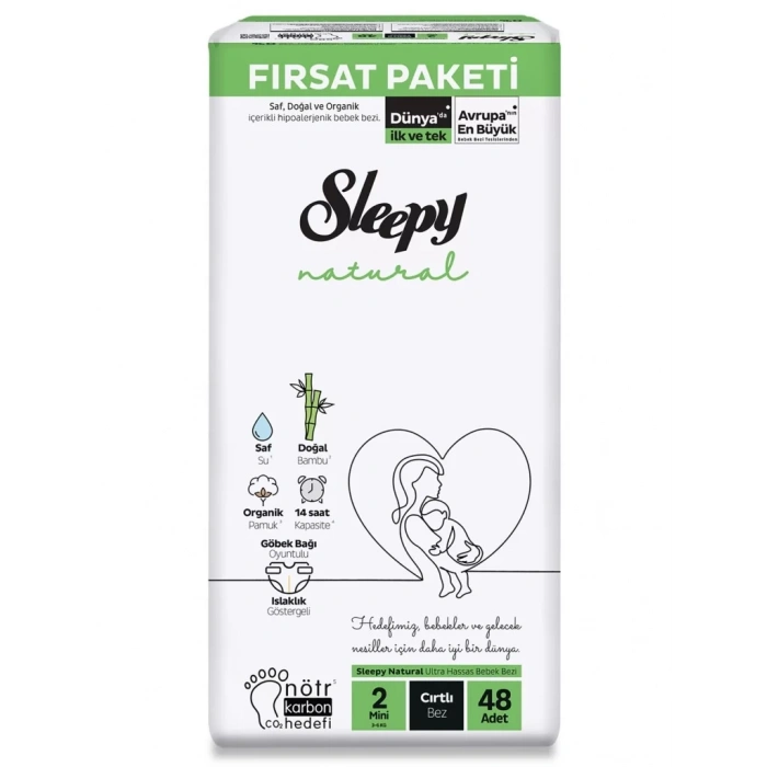 Üreticiniz Natural Bebek Bezi Fırsat Paketi 2 Beden 3-6 Kg 48 Adet