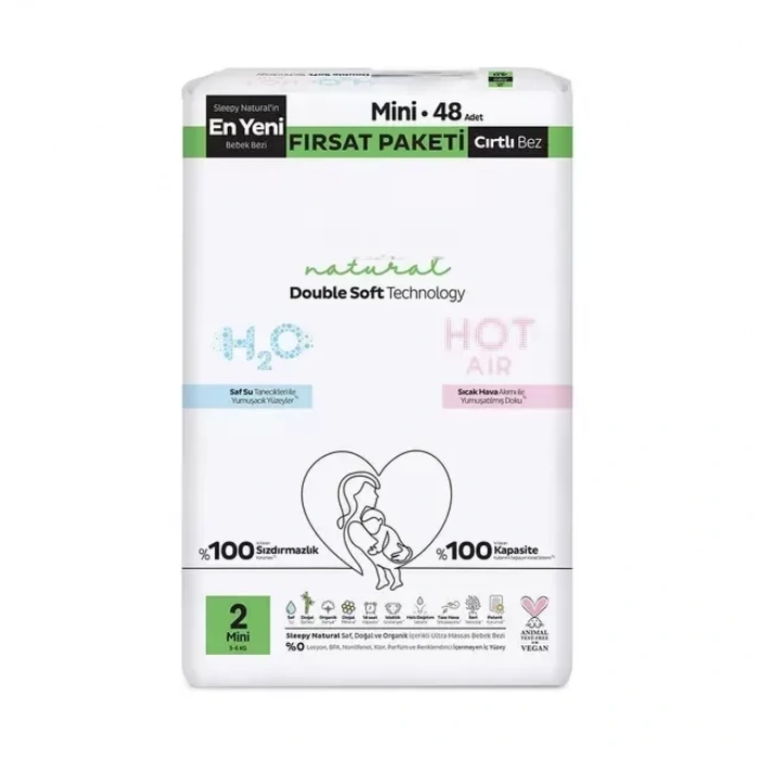 Üreticiniz Natural Double Soft Bebek Bezi Fırsat Paketi 2 Beden 48 Adet