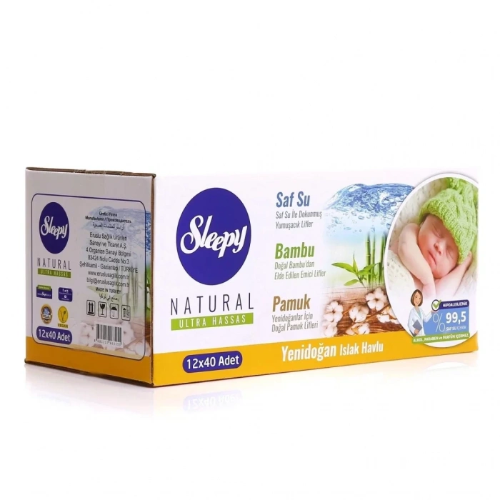 Üreticiniz Natural Yenidoğan Islak Mendil 12x40 480 Yaprak