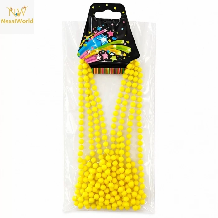 Üreticiniz Neon Sarı Boncuk Kolye 80 Cm – Retro 80’ler 90’lar Parti Aksesuarı