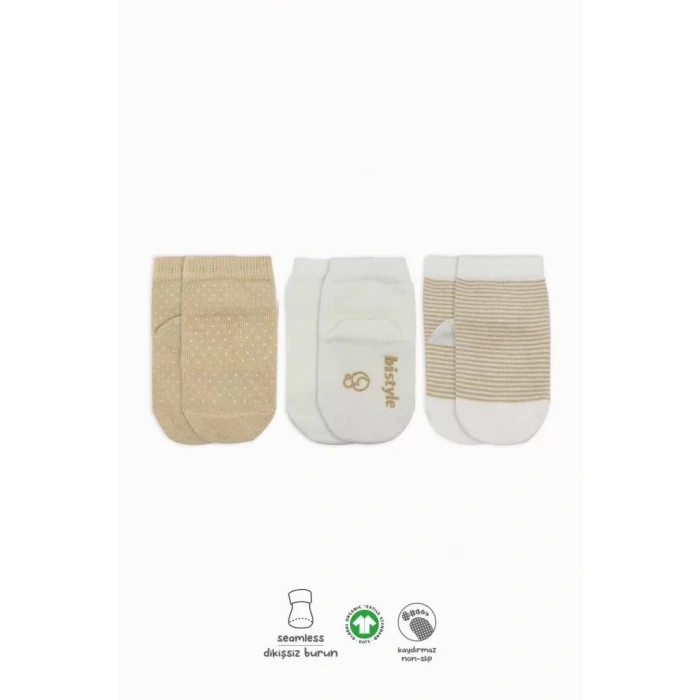 Üreticiniz Nessiworld Puanlı Kaymaz Penye Soket Çorap 3lü Bs10108 Bej