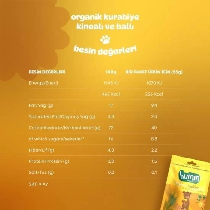 Üreticiniz Organik Ballı Ve Kinoalı Kurabiye 55 Gr