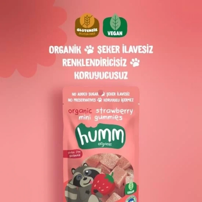 Üreticiniz Organik Çilekli Glutensiz Vegan Mini Küpler 30 Gr