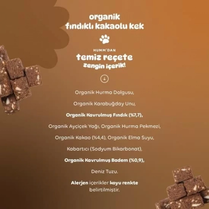 Üreticiniz Organik Fındıklı Kakaolu Vegan Kek 30 Gr