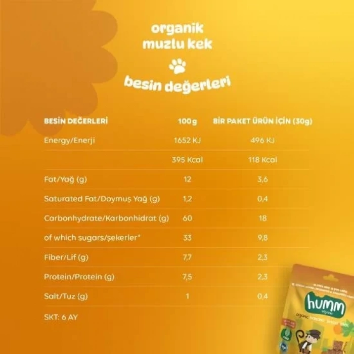 Üreticiniz Organik Glutensiz Vegan Muzlu Kek 30 Gr