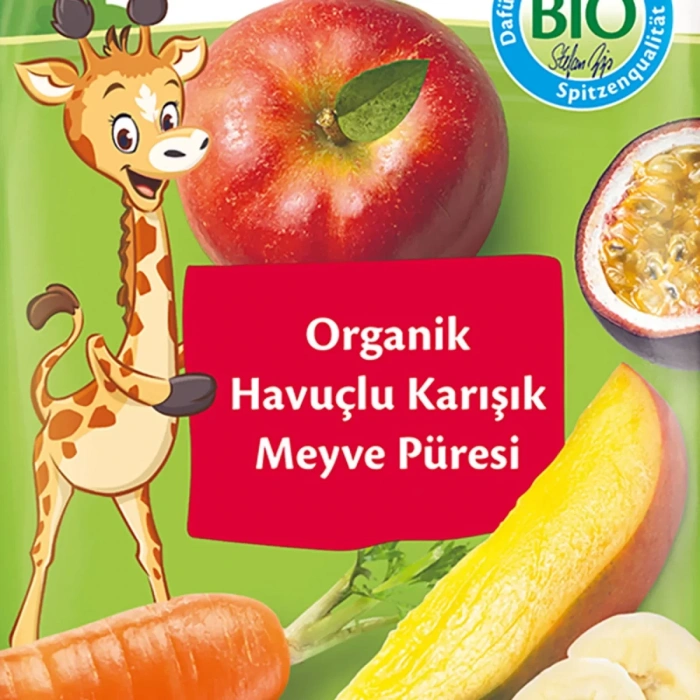 Üreticiniz Organik Havuçlu Karışık Meyve Püresi 100 Gr