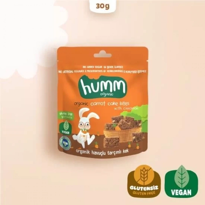 Üreticiniz Organik Havuçlu Tarçınlı Vegan Kek 30 Gr