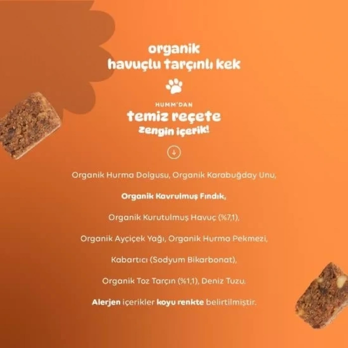 Üreticiniz Organik Havuçlu Tarçınlı Vegan Kek 30 Gr