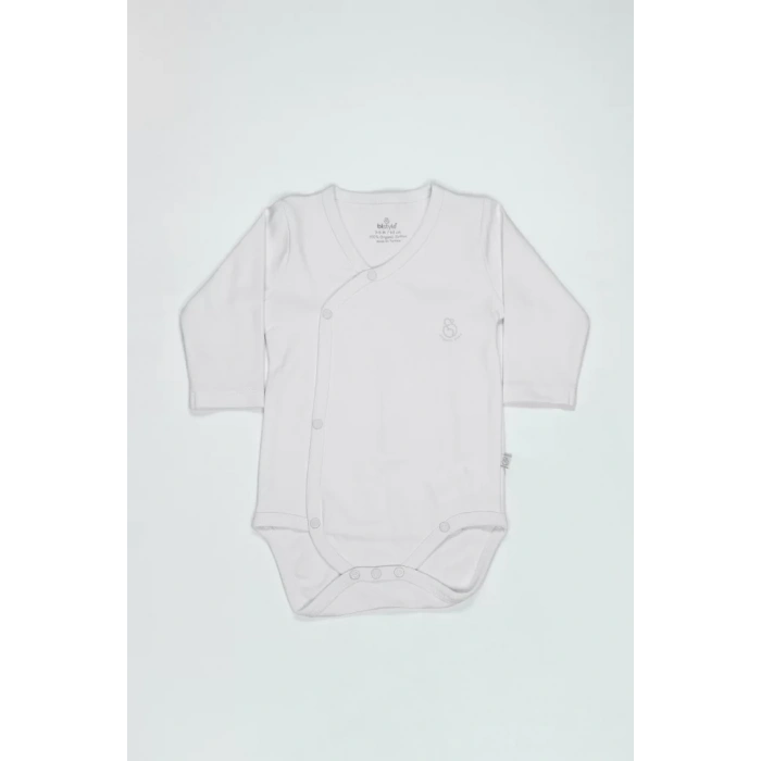Üreticiniz Organik Natural Basic Style Kruvaze Uzun Kol Body Bs17102 Beyaz