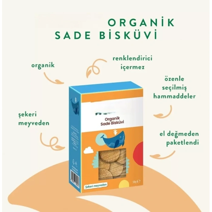 Üreticiniz Organik Sade Bisküvi 50gr