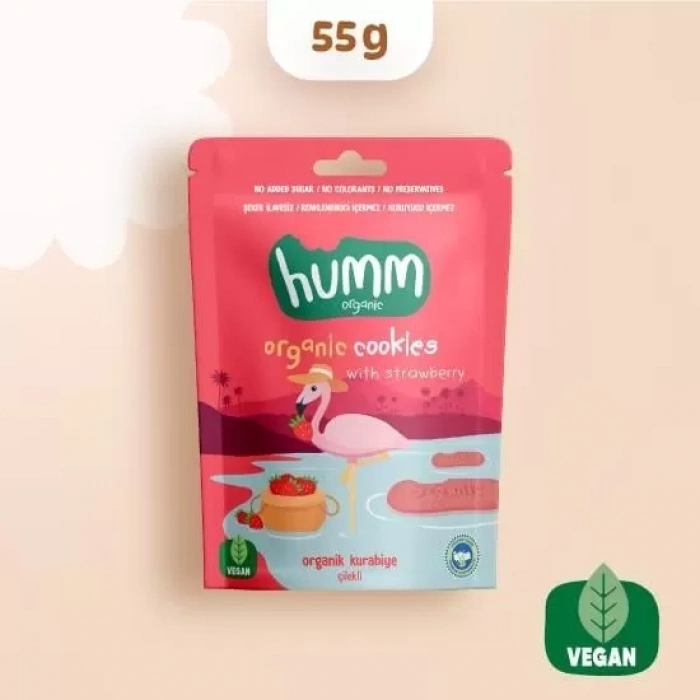 Üreticiniz Organik Vegan Çilekli Kurabiye 55 Gr