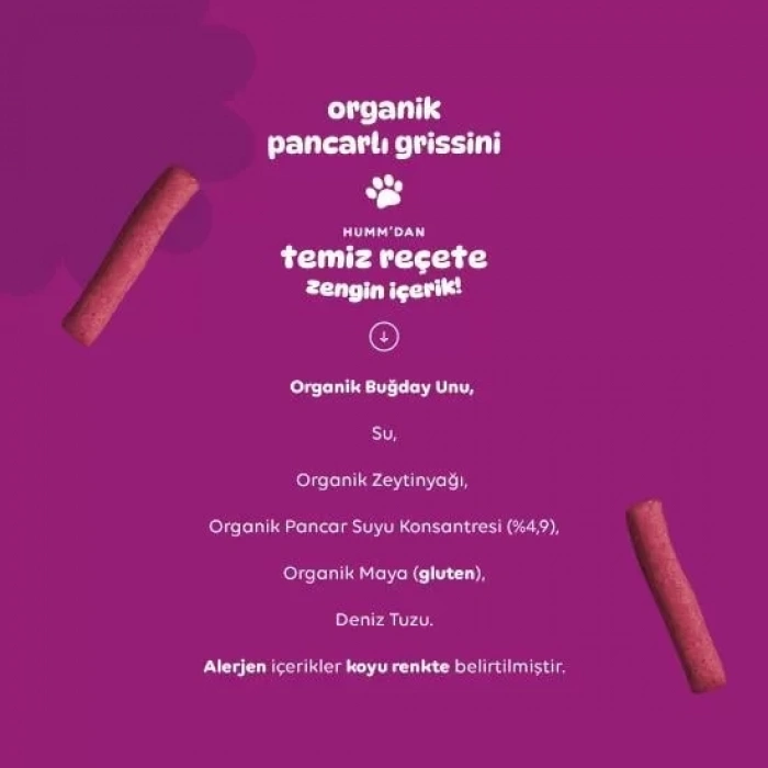 Üreticiniz Organik Vegan Pancarlı Grissini 55 Gr