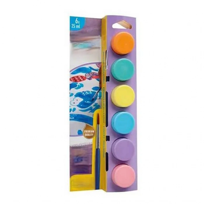 Üreticiniz Pastel Suluboya Süper Yıkanabilir Fırçalı 6x25ml 6lı Set