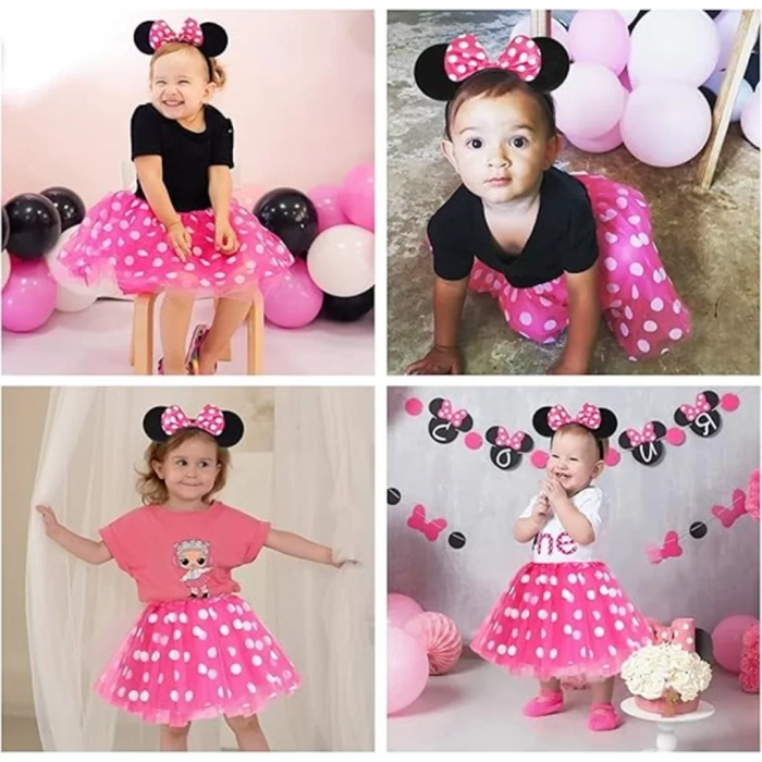 Üreticiniz Pembe Fiyonklu Minnie Mouse Tacı Kulak Nessiworld