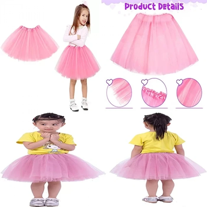 Üreticiniz Pembe Renk Tütü Etek Bale Eteği Gösteri Eteği Çocuk Bebek Boy