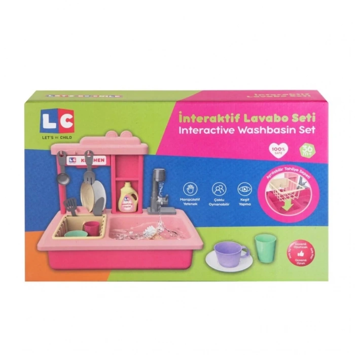 Üreticiniz Pilli İnteraktif Lavabo Seti Pembe