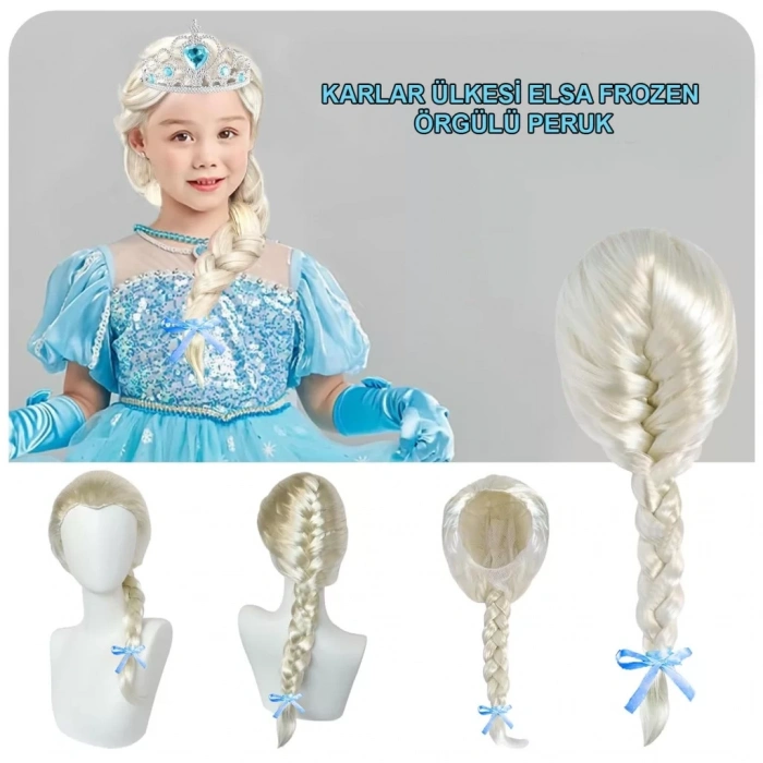 Üreticiniz Platin Altın Dore Renk Karlar Ülkesi Elsa Frozen Peruğu Çocuk Boy