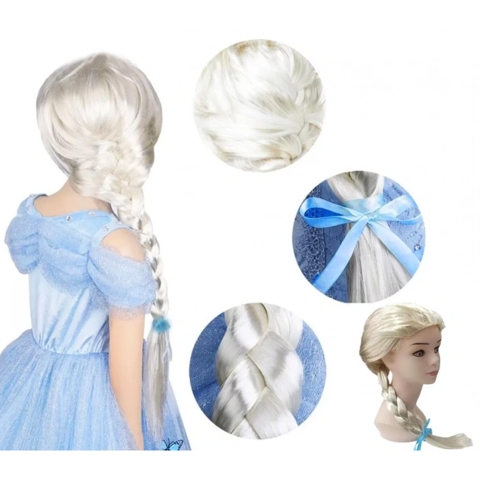 Üreticiniz Platin Altın Dore Renk Karlar Ülkesi Elsa Frozen Peruğu Çocuk Boy
