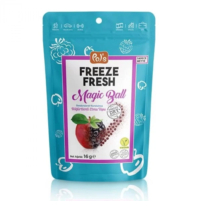 Üreticiniz Pol’s Freeze Fresh Magic Ball Böğürtlenli Elma Topu 16 Gr