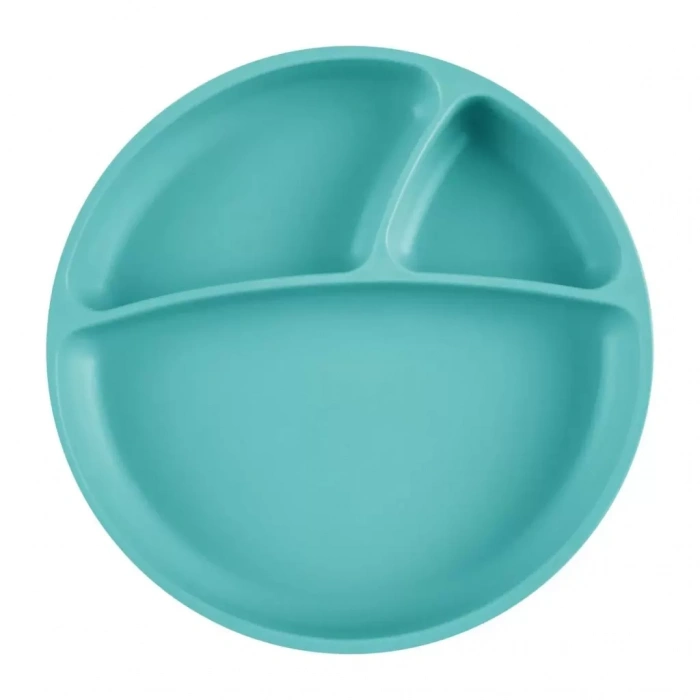Üreticiniz Porsiyon Vakum Tabanlı Silikon Tabak Aqua Green