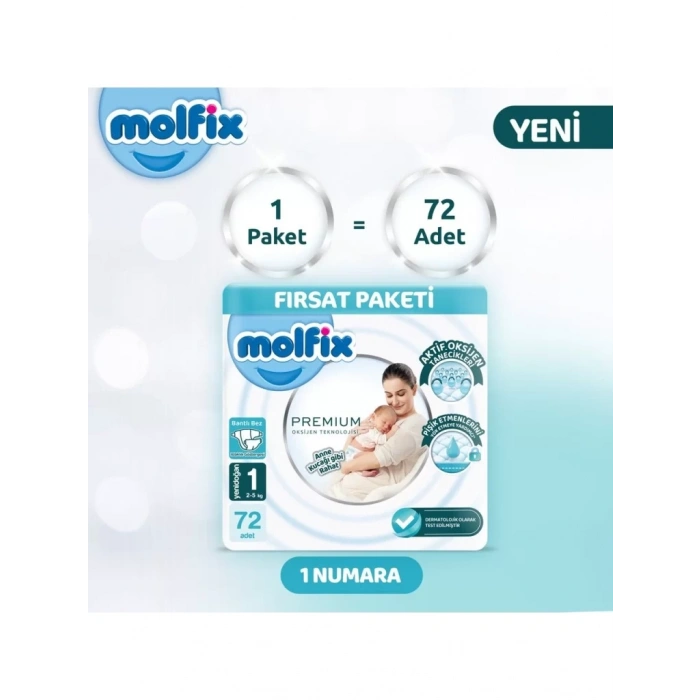 Üreticiniz Premium Bebek Bezi Fırsat Paketi 1 Beden 2-5 Kg 72 Adet