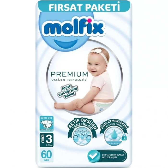 Üreticiniz Premium Bebek Bezi Fırsat Paketi 3 Beden 4-9 Kg 60 Adet