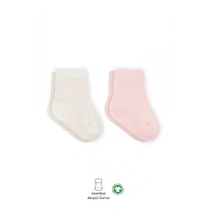 Üreticiniz Puan Derby Penye Soket Çorap 2li Bs10103 Pembe Ekru